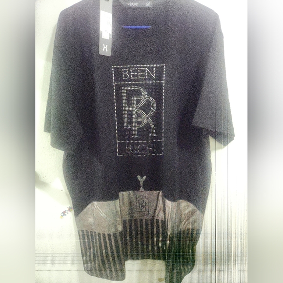 Mens HUDSON Outerwear BEEN RICH Rolls Royce Bling rhinestones T Shirt Size 2X - Picture 1 of 6